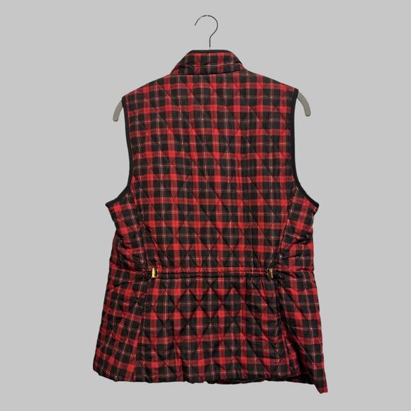 Croft & Barrow Buffalo Plaid Red Black Quilted Zip Up Pockets Adjustable Vest M - Picture 2 of 9